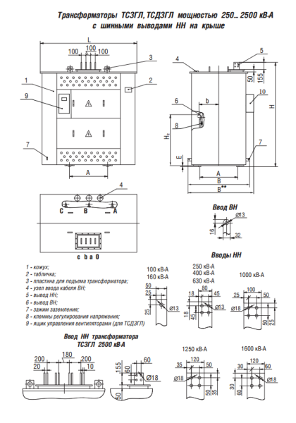 ТСЗГЛ 1250/6,3/0,4 Д/Ун-11 У3 трансформатор НН