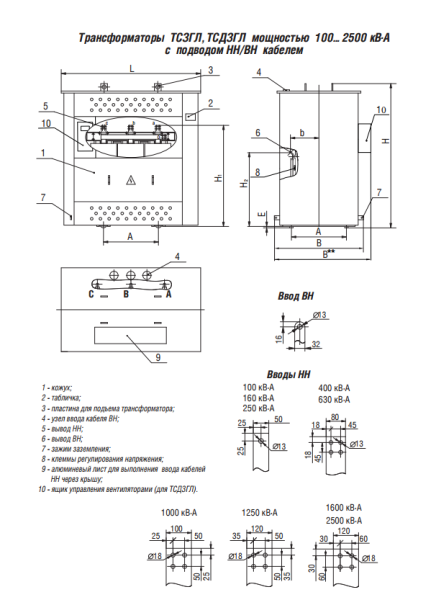ТСЗГЛ 250/10/0,4 Д/Ун-11 У3 трансформатор НН/ВН